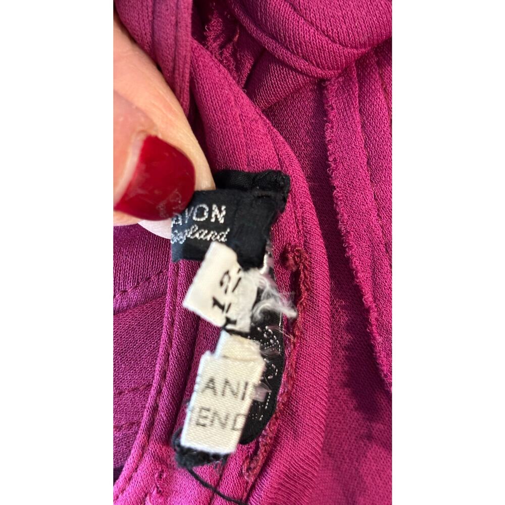 Vintage Jean Muir Original England Maxi Batwing Cape Dress Womens 12 Magenta - Picture 7 of 16